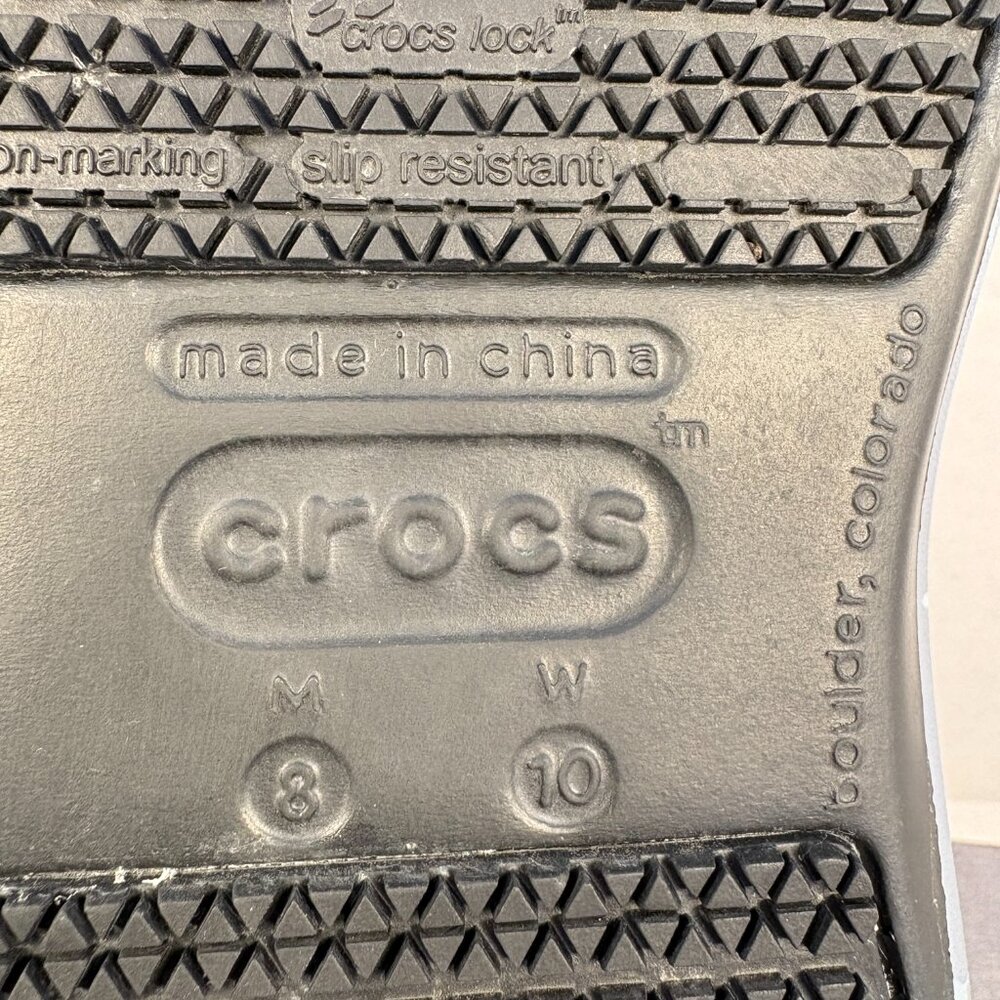 Crocs Bistro Black & Paisley Clogs Women's 10 Men's 8 - Picture 9 of 9